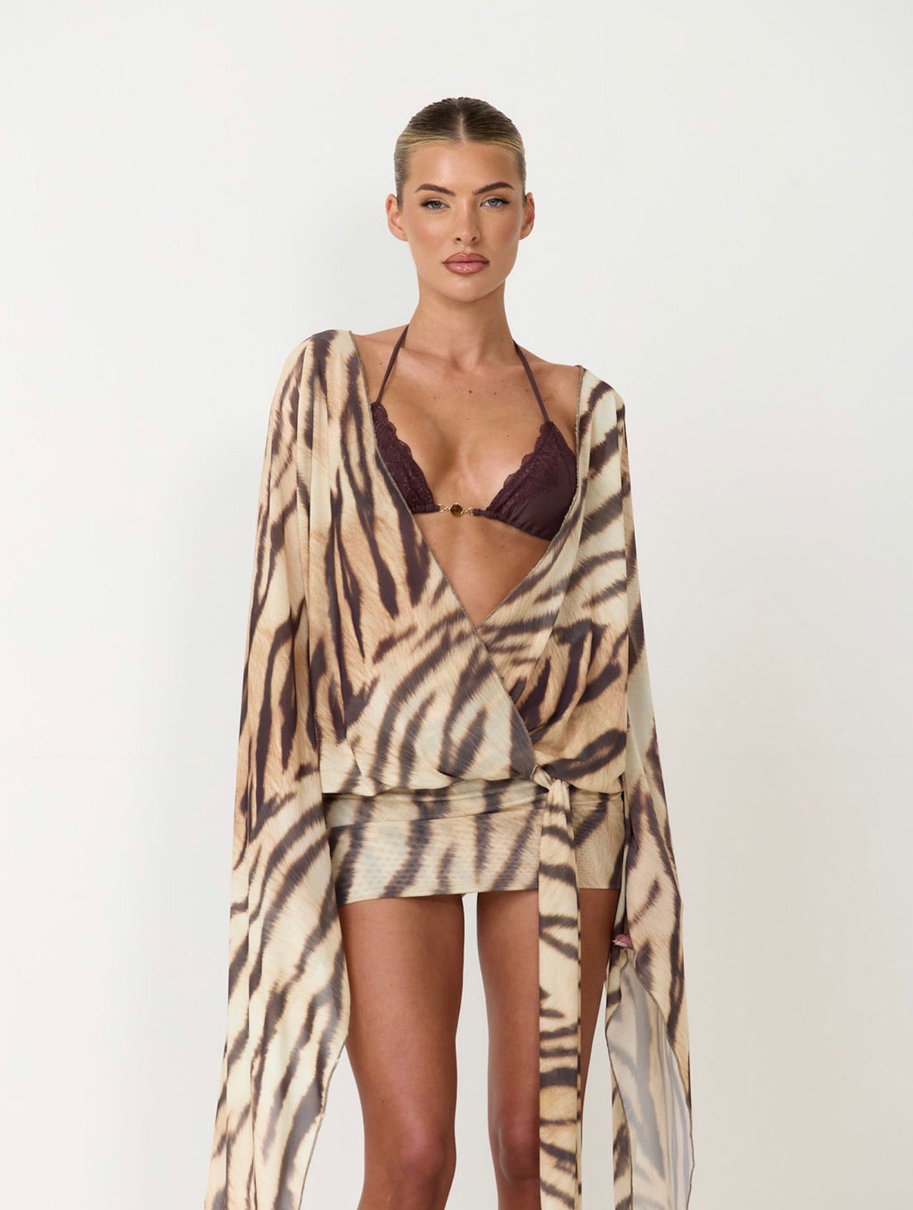 The printed mini dress - tiger