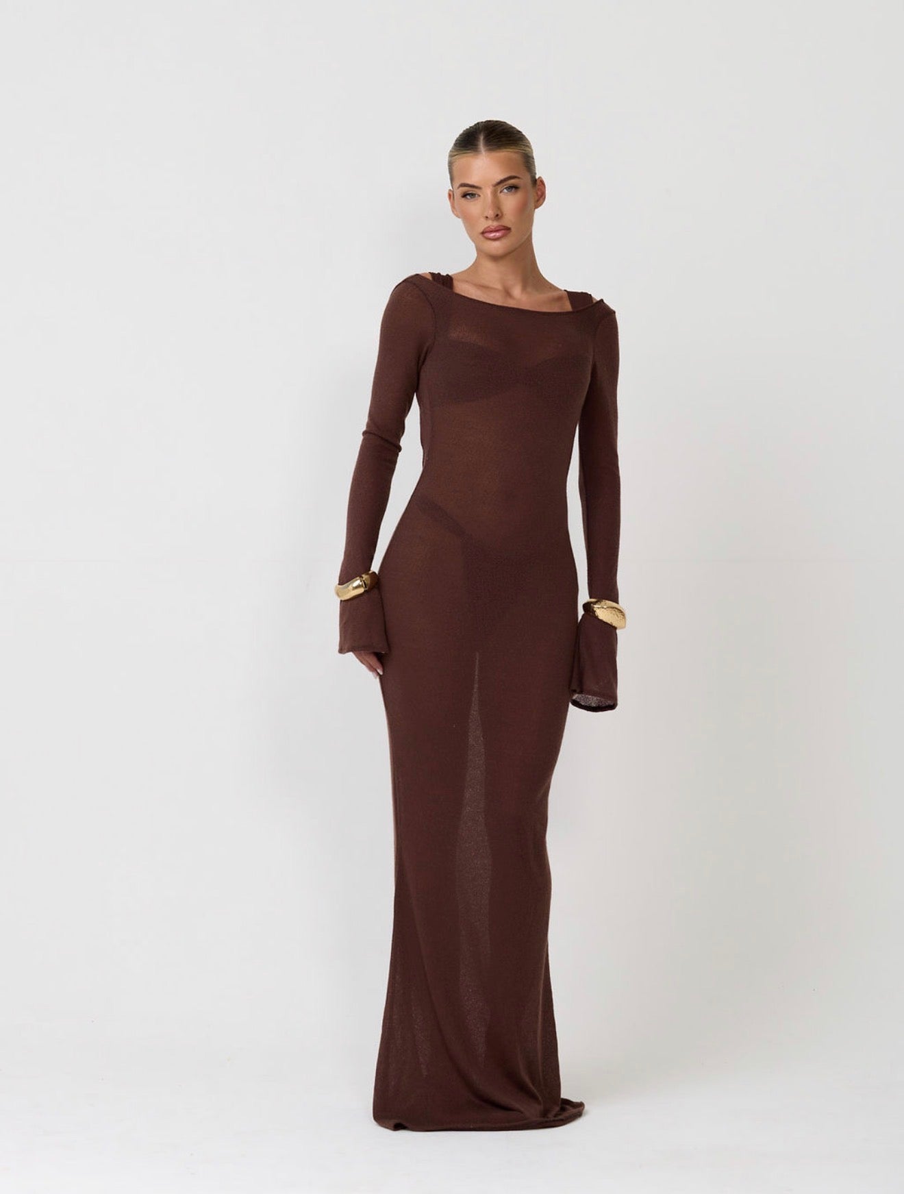 The knitted scoop dress - mocha