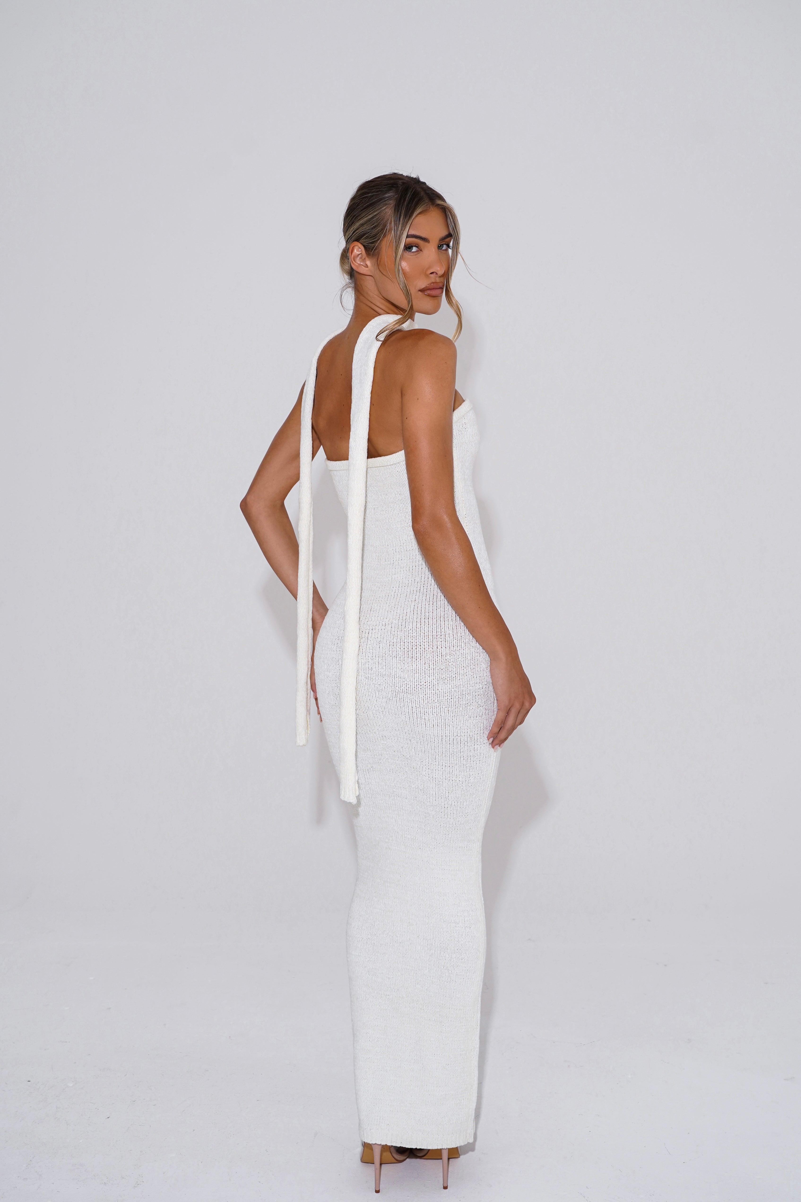 The knit bandeau maxi - white