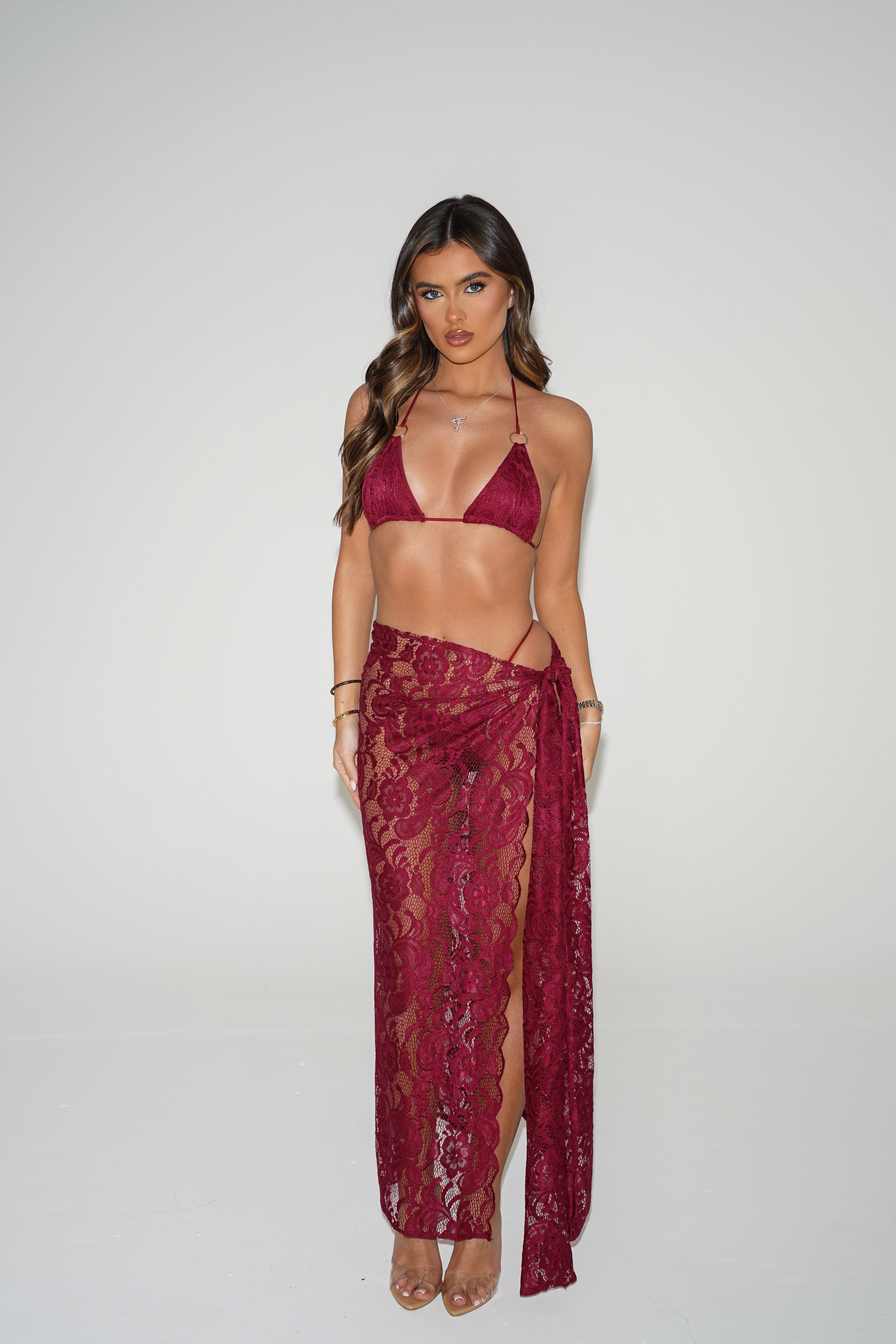 The scallop lace sarong - wine