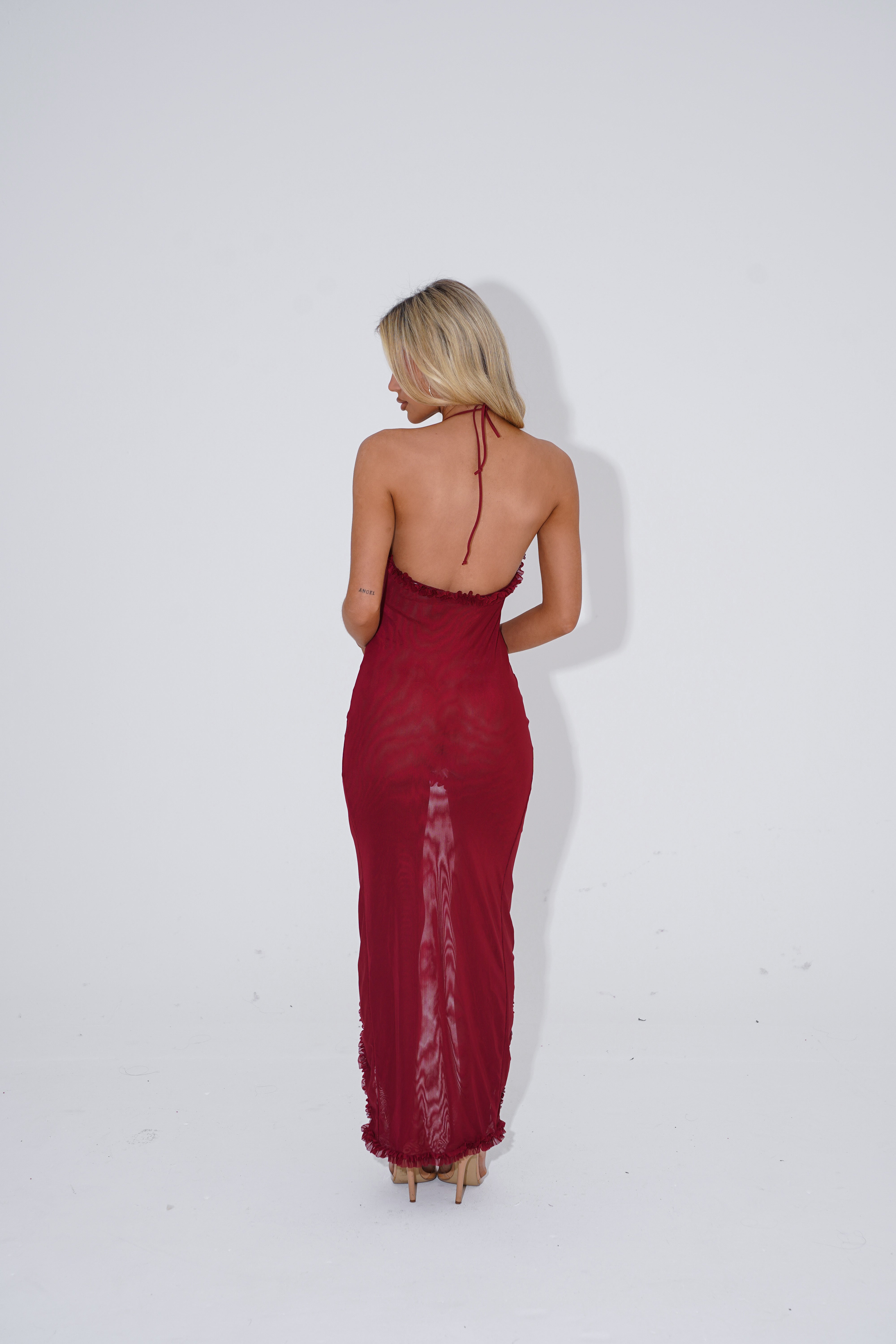 The ruffle trim maxi - wine