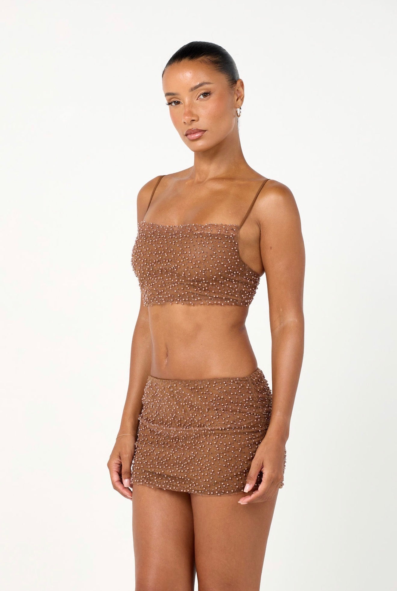 The beaded co ord - mocha