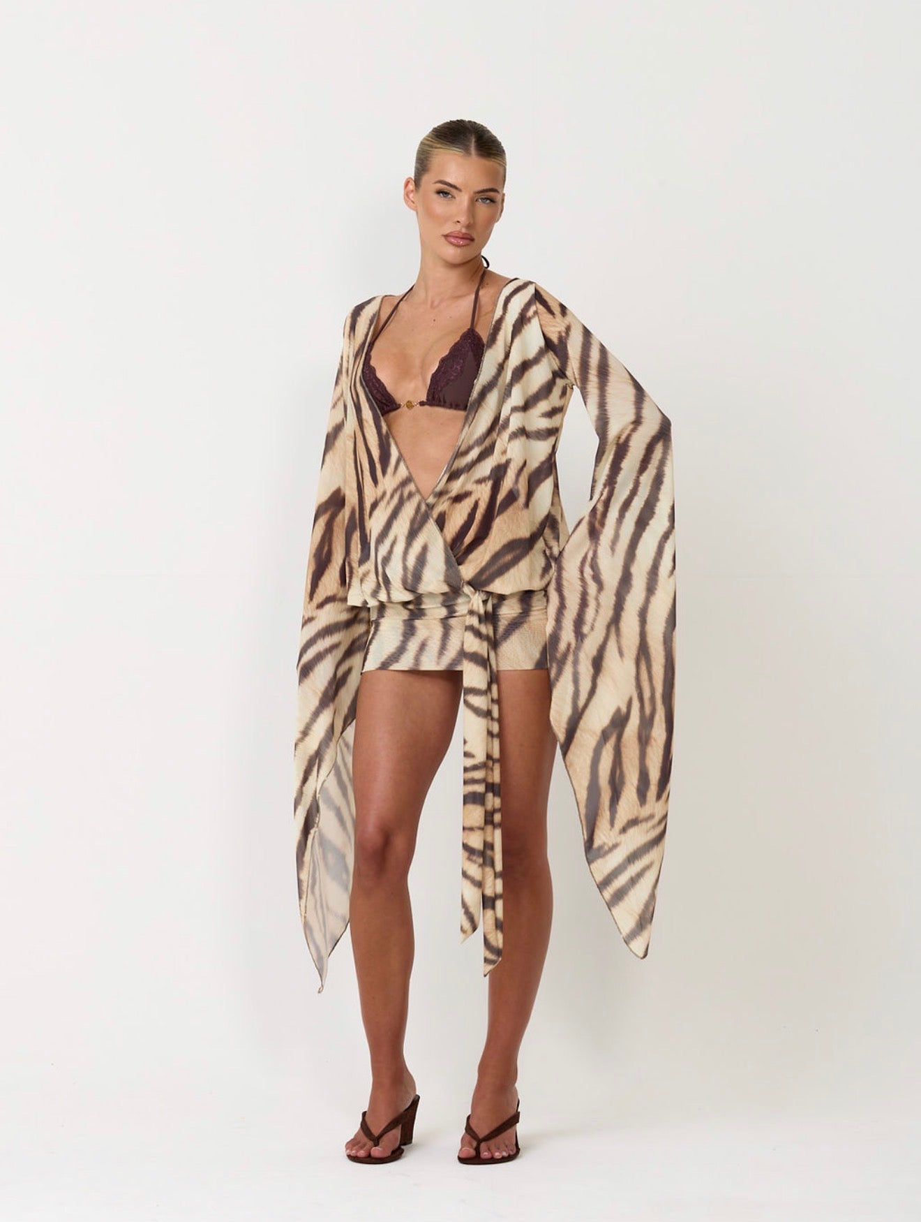 The printed mini dress - tiger